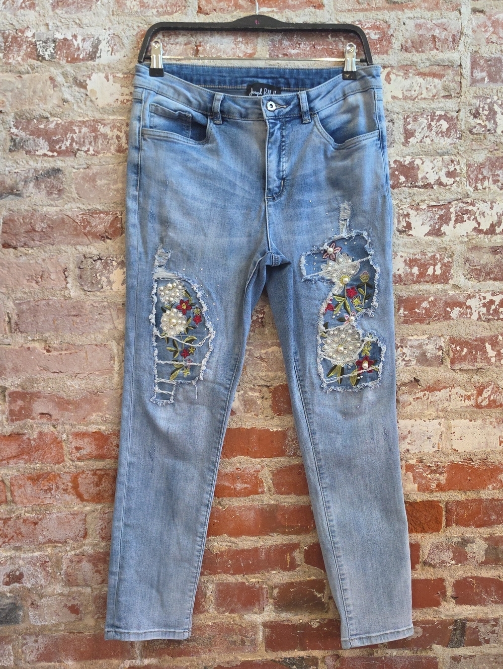 Joseph Ribkoff Light Blue Embroidered Skinny Jeans - 1837
